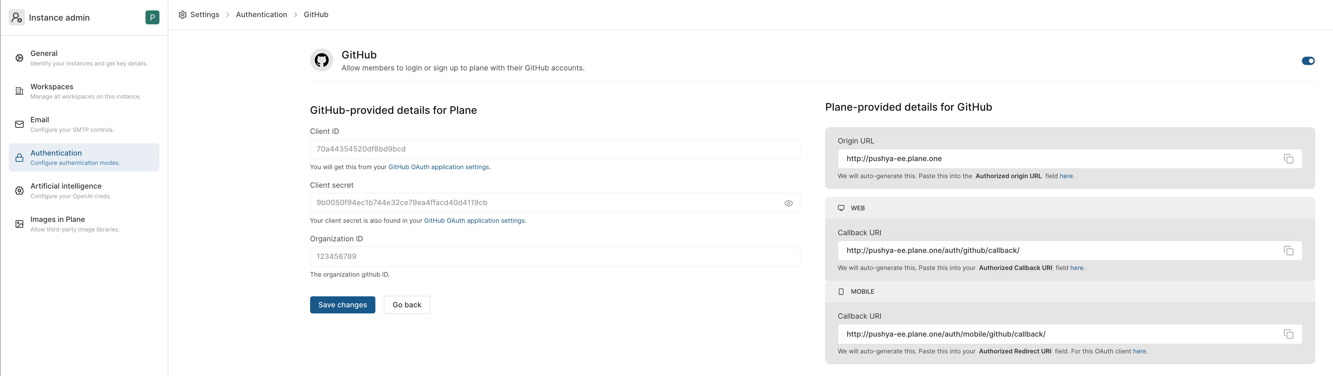 GitHub Oauth Configuration
